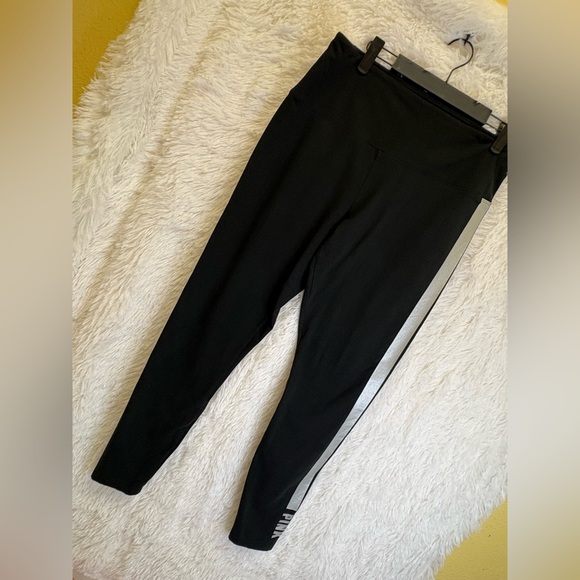 PINK by Victoria’s Secret Black Leggings / Silver  Stripe Athletic– Size XL 🤍🩶🖤 - Picture 11 of 17